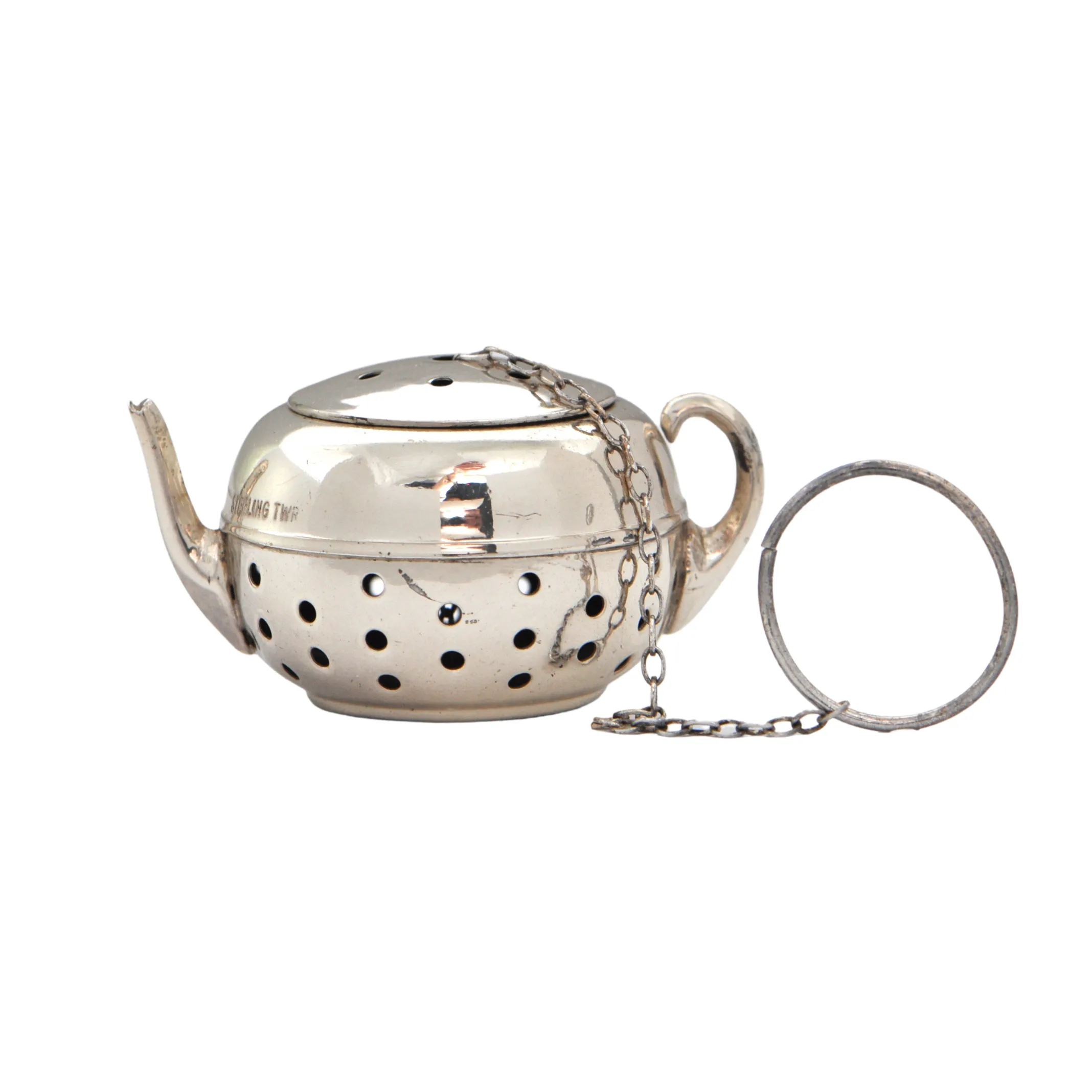 Vintage JW Wolfenden Sterling Teapot Tea Infuser and Plate