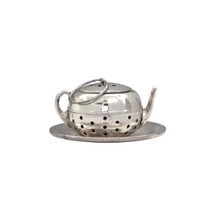 Vintage JW Wolfenden Sterling Teapot Tea Infuser and Plate