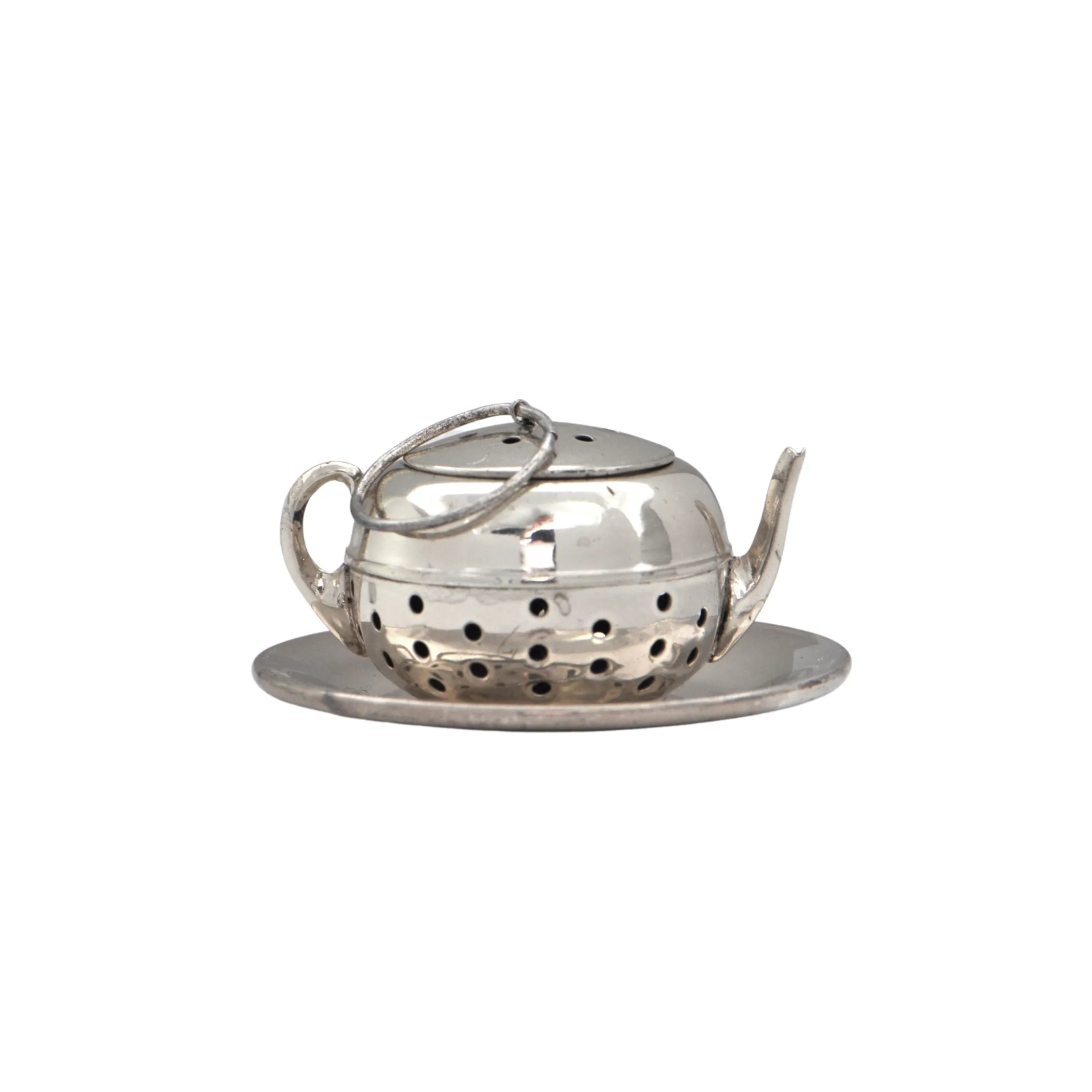 Vintage JW Wolfenden Sterling Teapot Tea Infuser and Plate