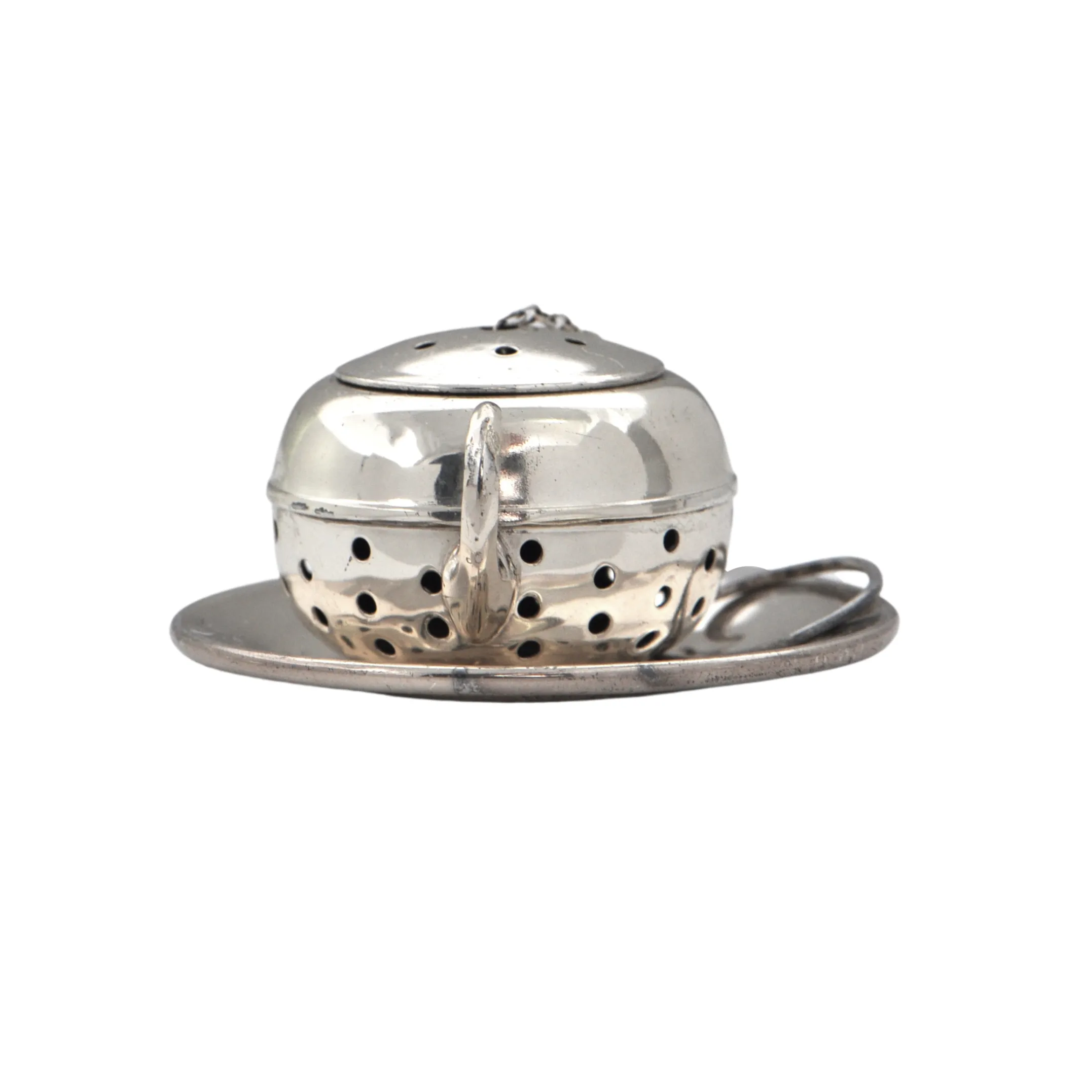Vintage JW Wolfenden Sterling Teapot Tea Infuser and Plate