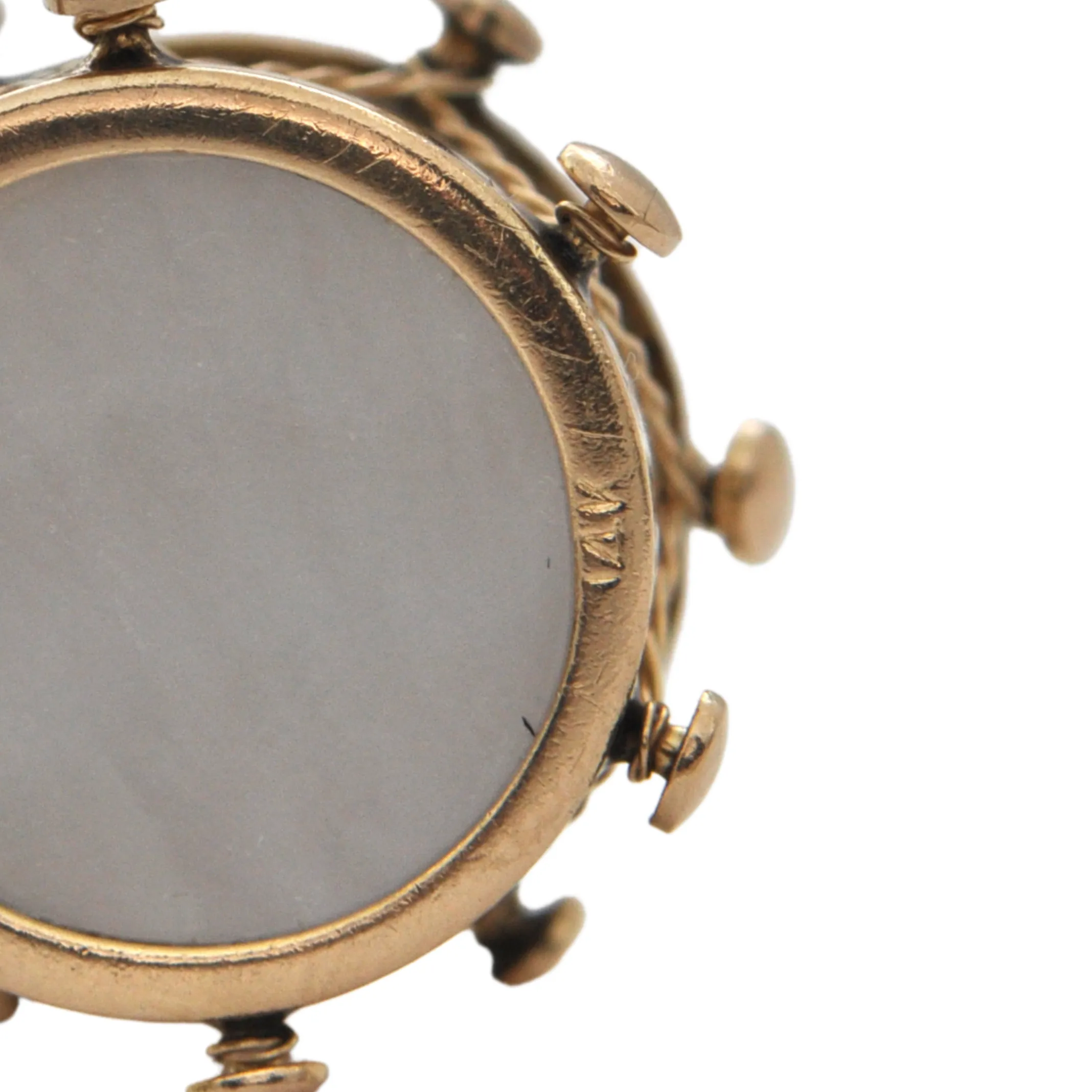Vintage Mother of Pearl 14k Yellow Gold Drum Charm